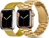 2 stuks - Hoogwaardige roestvrijstalen vervangingsband - Compatibel met Apple Watch Series 8/7 (41mm), SE/6/5/4 (40mm) en 3/2/1 (38mm) - Stijlvolle gouden afwerking - Ultiem comfort en duurzaamheid - Eenvoudig te installeren en verwijderen