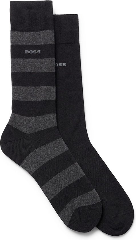 Hugo Boss BOSS 2P sokken block stripe zwart