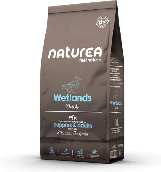 Foto: Naturea grainfree dog ethos wetlands duck 10 kg hond