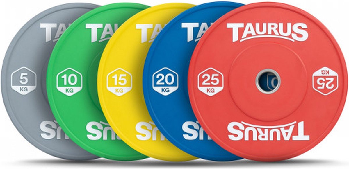Taurus Bumper Plate Pro Colour 10kg – Professionele 50 mm Halterschijf