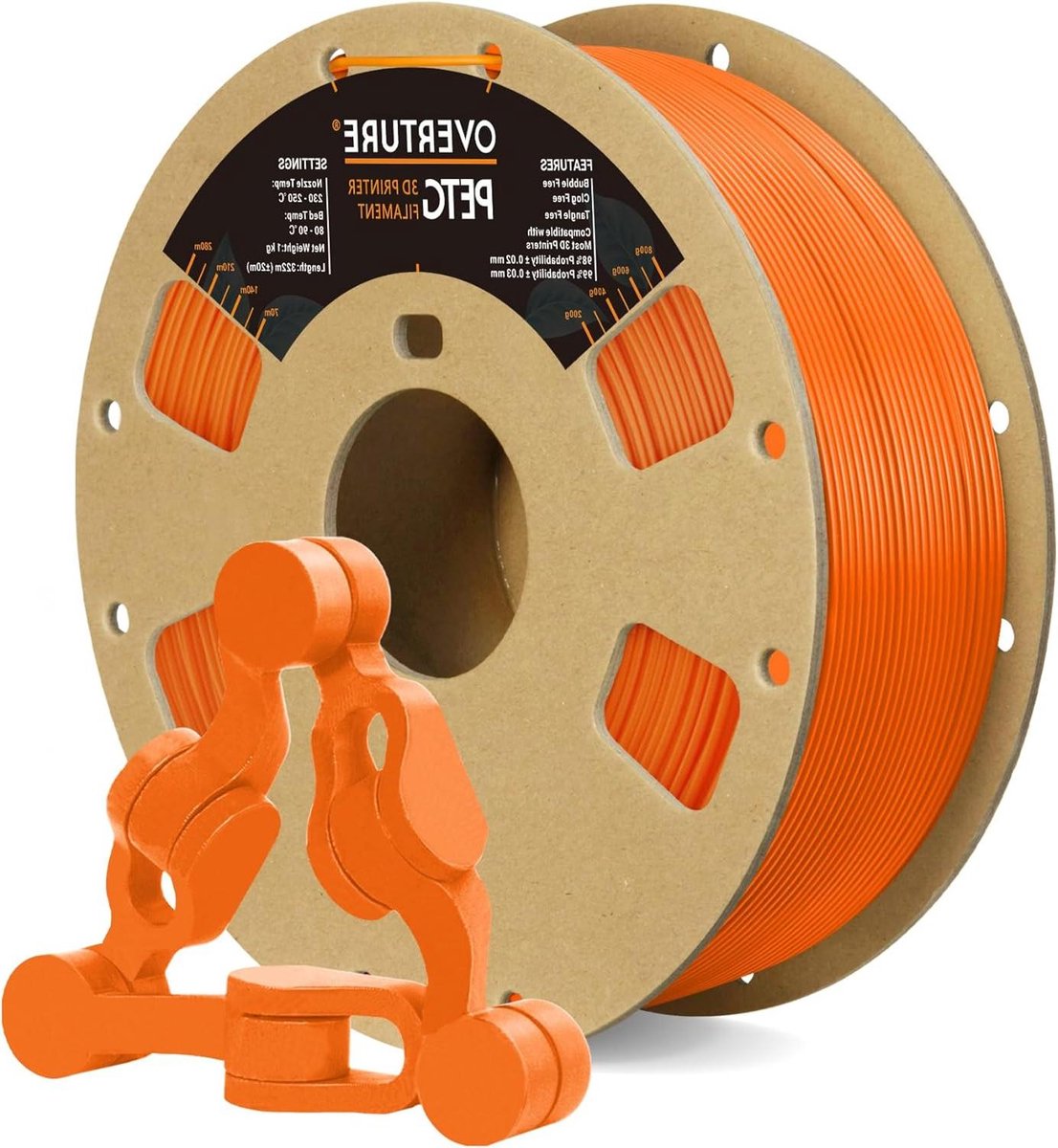 PETG 3D printer filament mat - 175 mm spoel van 1 kg - maatnauwkeurigheid +/- 0.05 mm - oranje