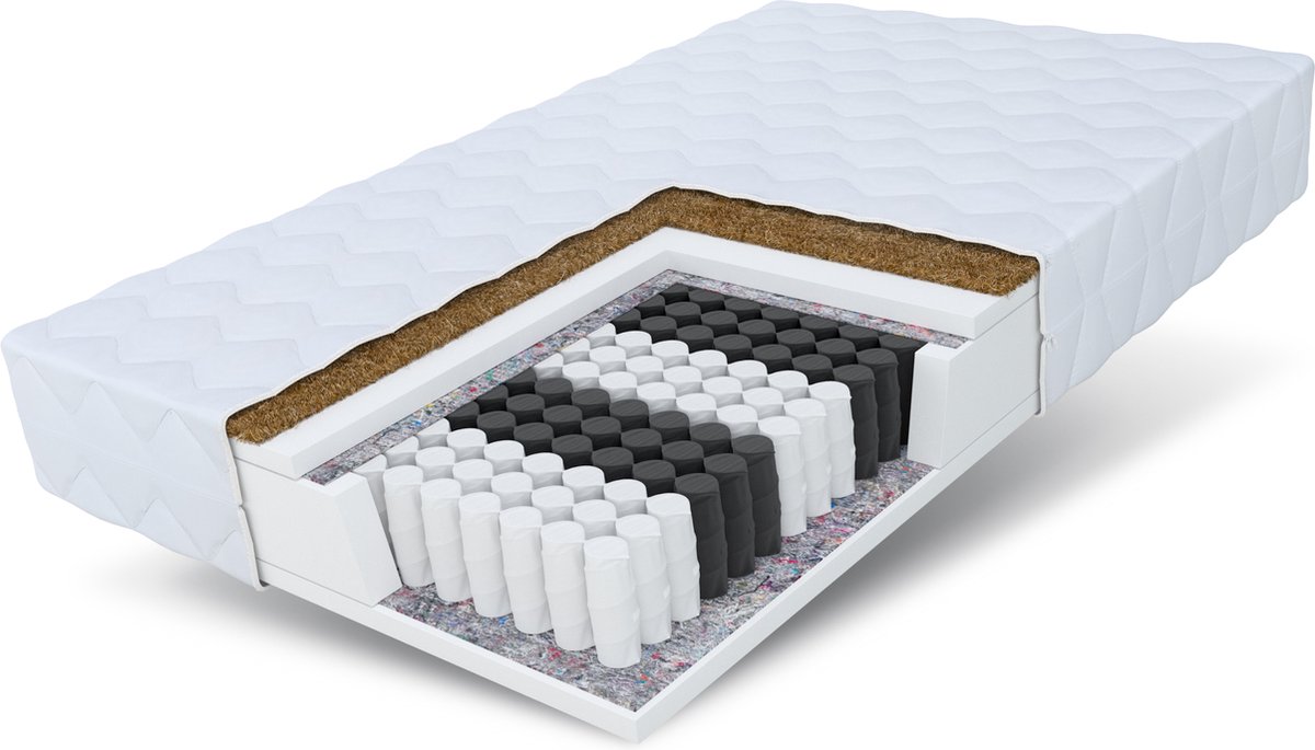 FDM® FAMILY Matras 90x200 cm - Hoogte 18 cm H3 en H4 - Pocketvering Matrassen - Dubbelzijdig - 7 zones - Antiallergisch
