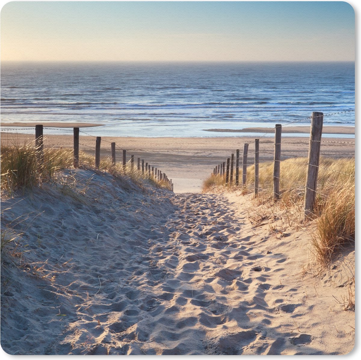 Muismat - Mousepad - Strand - Zee - Nederland - Duinen - Zon - 20x20 cm - Muismatten - Muismat strand