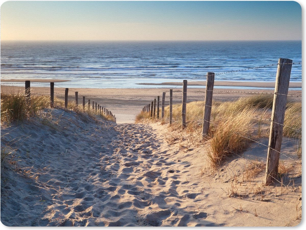 Muismat XXL 80x60 cm - Bureau onderlegger - Bureau mat Strand - Zee - Nederland - Duinen - Zon - Bureaumat - Gaming mousepad xl - Bureaulegger groot - Computer deskmat