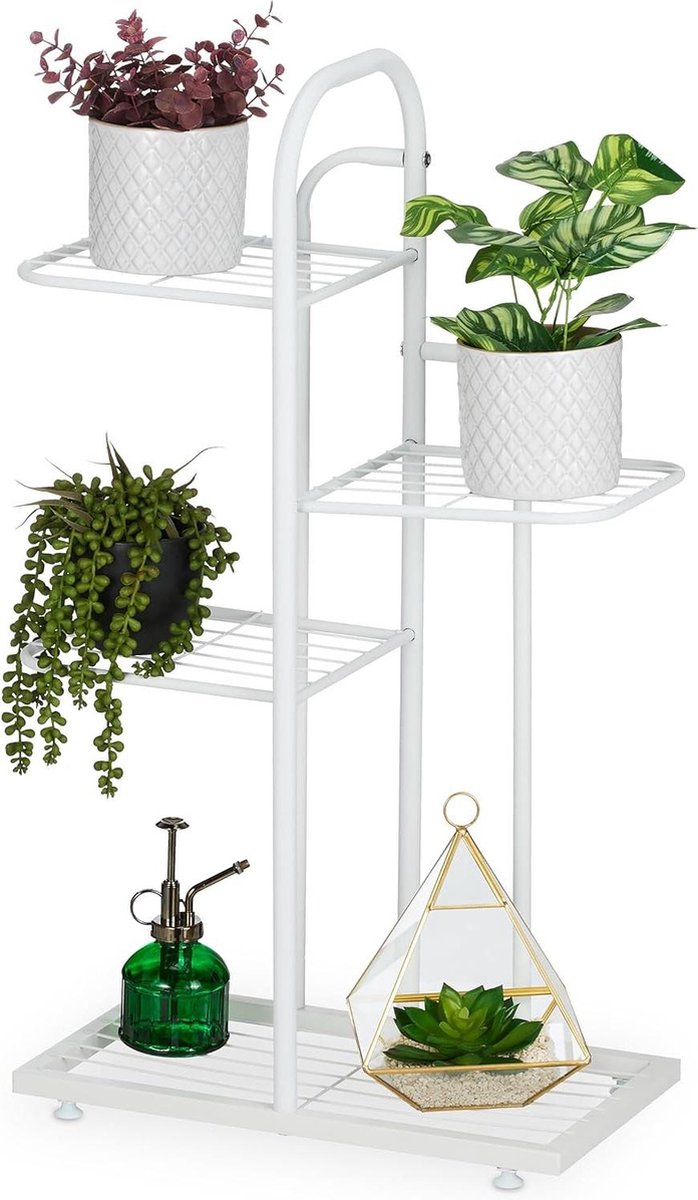 Green Harmony planten etagère 4 etages bloempotten kruiden staal wit 725x44x225 cm plantenrek