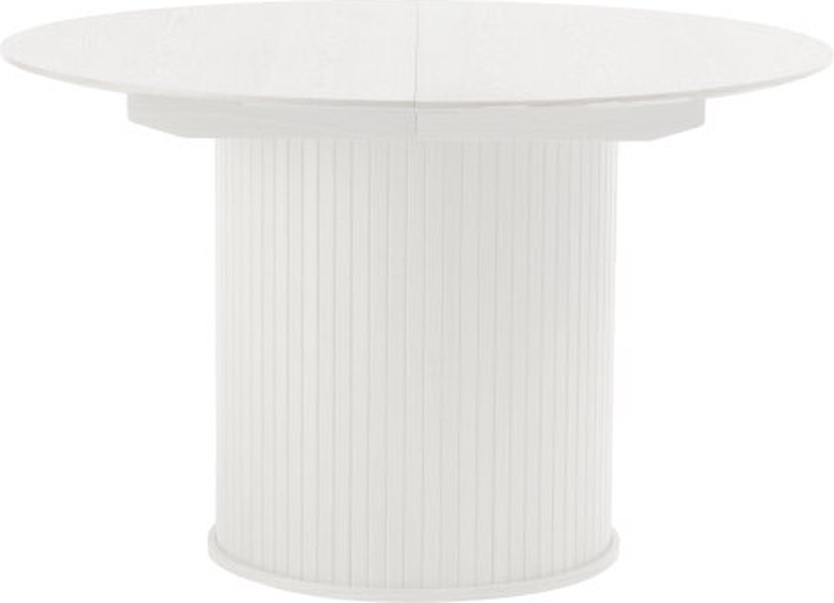eettafel Nola rond eikenhout uitschuifbaar Ø120-167 cm - wit
