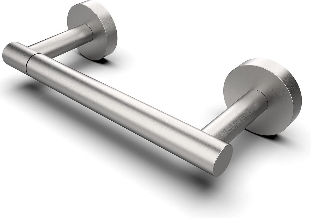 Toiletpapierhouder met boren - wc-rolhouder van geborsteld nikkel - wandbevestiging voor toilet en badkamer zilver