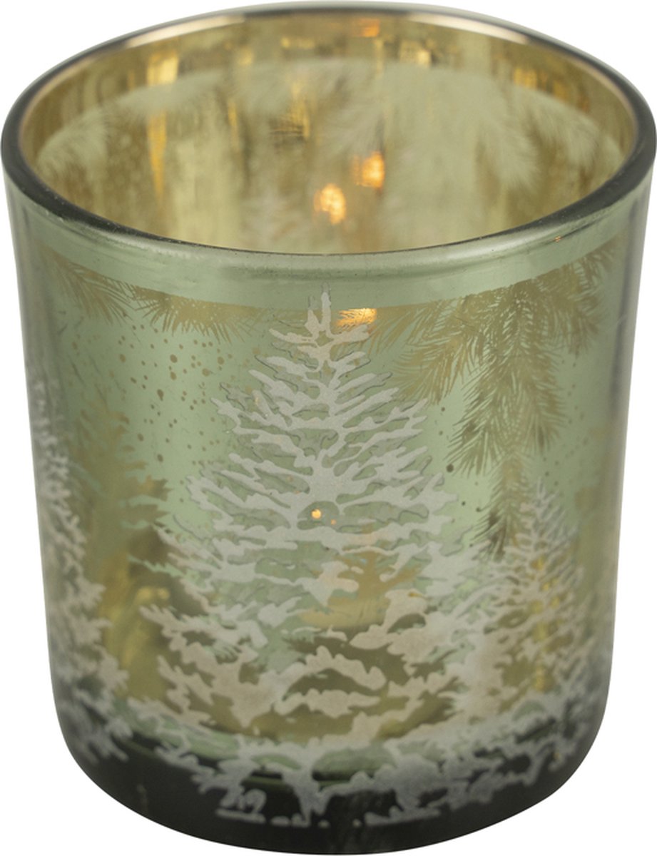 Mars & More Theelichthouder dennenboom groen klein 8cm