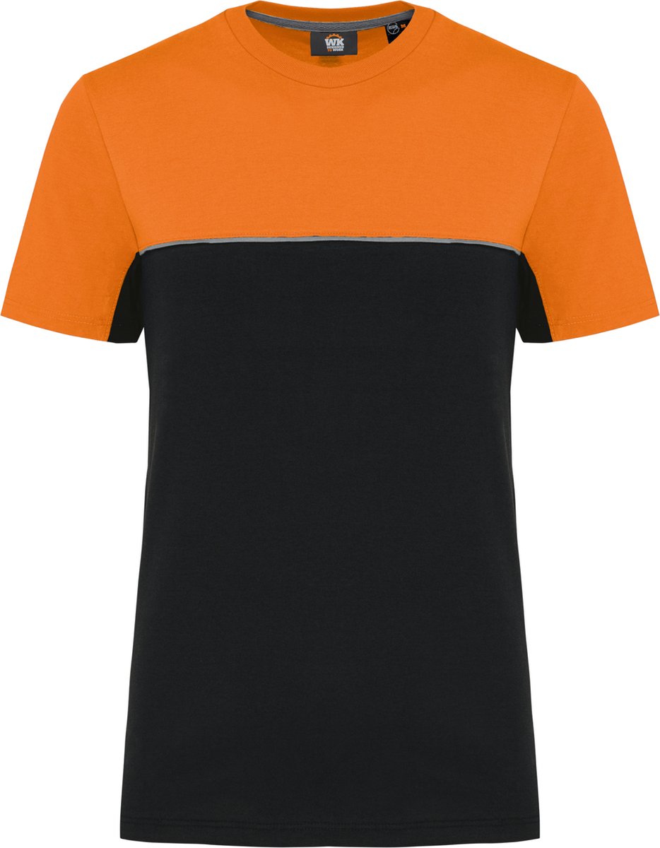 WK. Designed To Work Ecologisch tweekleurig uniseks T-shirt met korte mouwen WK304 - Black / Orange - XXL