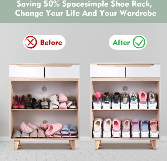 Organisateur de fentes pour chaussures- Set de 24-empileurs de chaussures-hauteur réglable-gain de place- École à domicile
