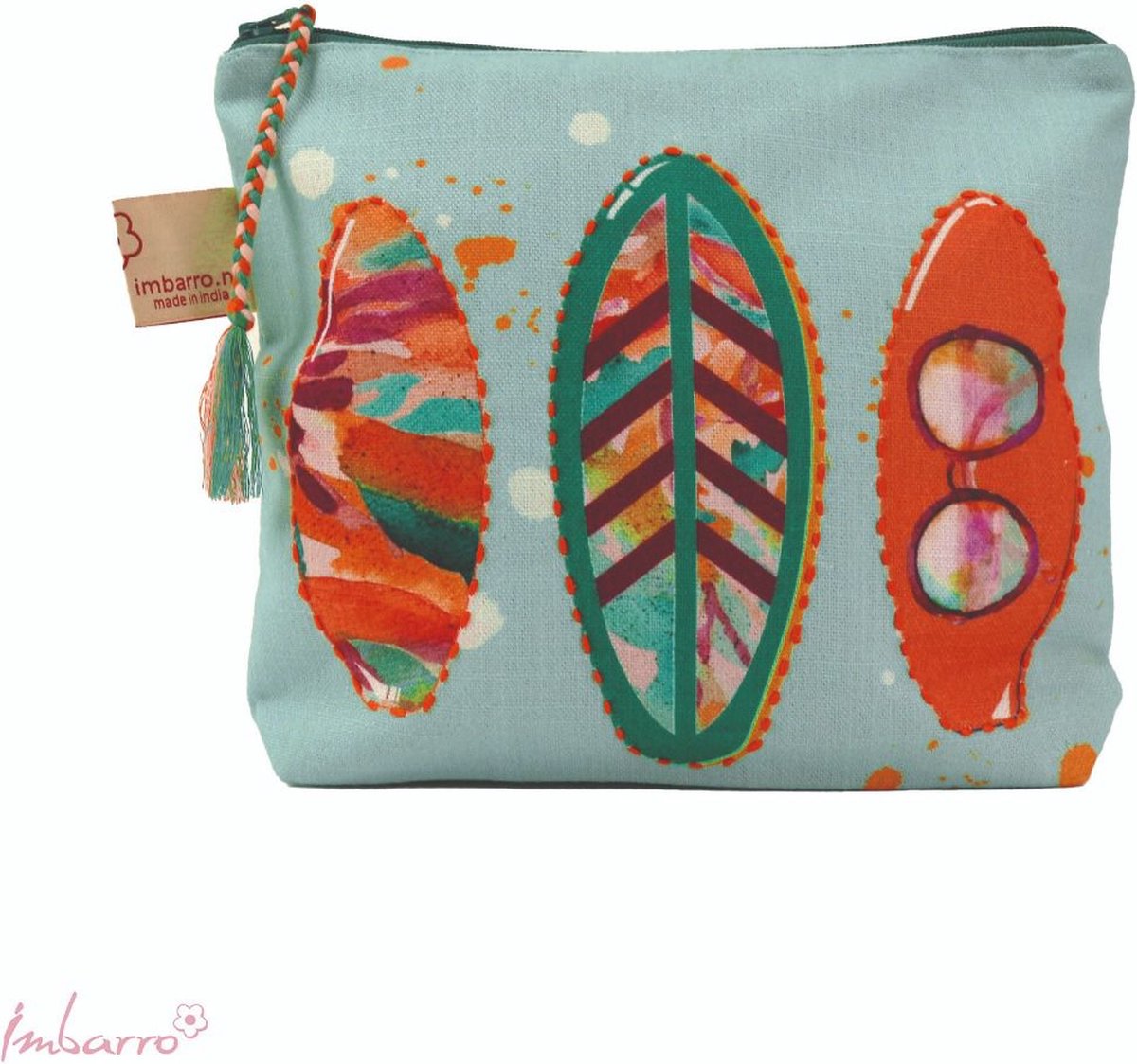Imbarro - Pouch - Toilettas - Clutch - Makeup Tasje - Surfing - Katoen - 20x24cm