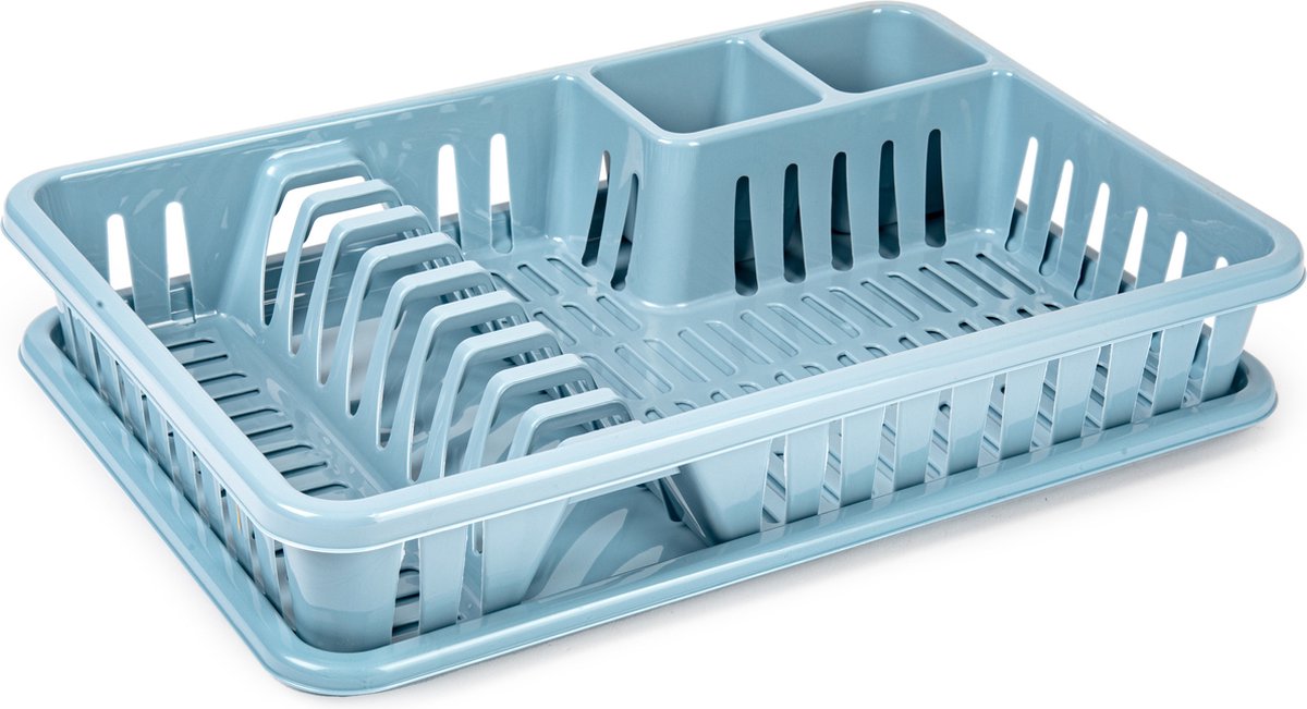 Goedkoopste Plasticforte Afdruiprek met lekbak - 45 x 30 cm - ijsblauw - Afwassen/afdrogen - Afwasrekken - Kunststof