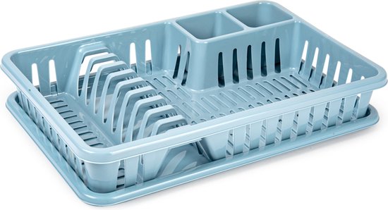 Plasticforte Égouttoir à vaisselle avec bac d'égouttage - bleu glacier - plastique - 45 x 30 x 8 cm