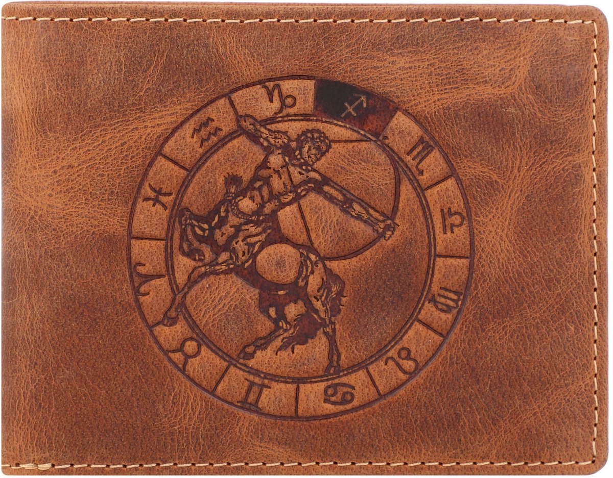 Greenburry - Vintage Lederen Heren Portefeuille Met Boogschutter Sterrenbeeld