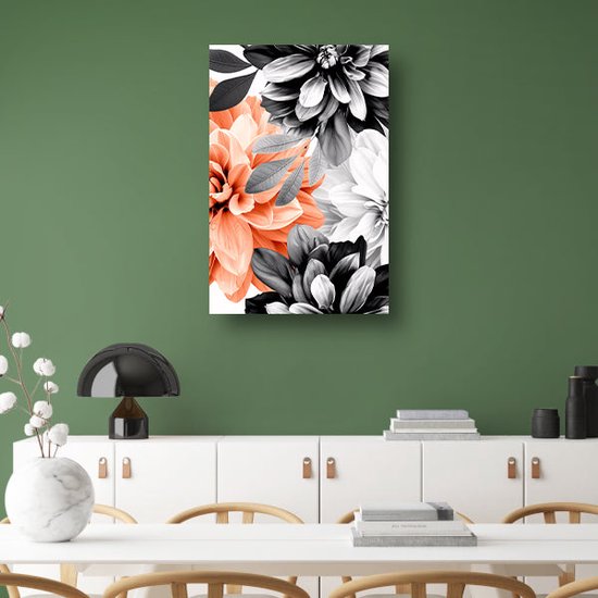 Tableau Fleurs - Décoration murale nature - Tableau toile Feuilles - Décoration murale industrielle - Tableau toile salon - Peintures toile 60x90 cm