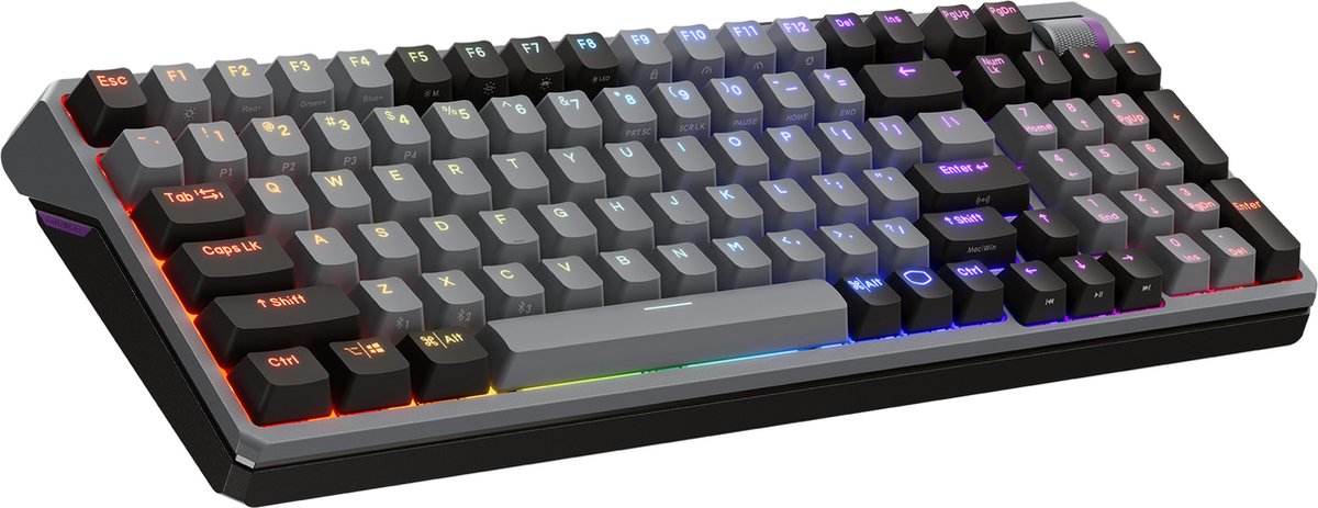 Cooler Master MK770 toetsenbord Gamen USB + RF Wireless + Bluetooth QWERTY Amerikaans Engels Zwart Grijs