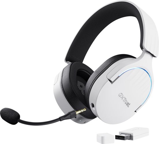 Trust GXT491W Fayzo - Draadloze Gaming Headset voor PS5 - PC - 7.1 Surround - USB Dongel & Bluetooth - Wit