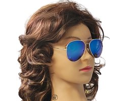 Fako Fashion® - Piloten Zonnebril - Pilotenbril - Piloot Zonnebril - Heren Zonnebril - Dames Zonnebril - Zilver - Blauw