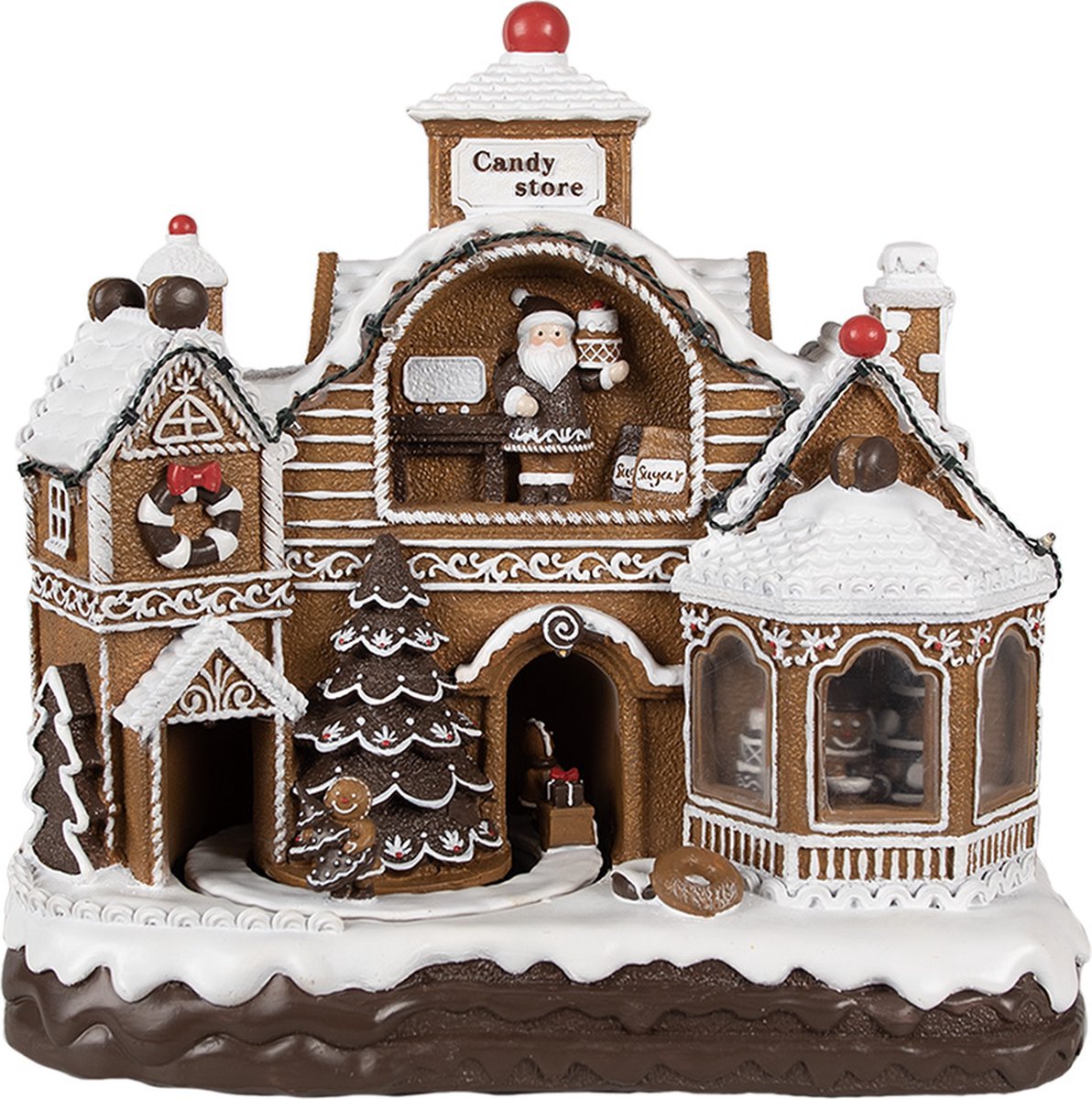 Kerstdecoratie met LED-verlichting en muziek 33x17x30 cm Bruin Kunststof Gingerbread house