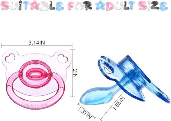 Grote Zuignap Fopspeen Volwassenen Transparant Berenmodel 2 stuks Rozeachtig Blauw - Lange Fopspeen met Zuignap van Moemoe Baby Products — afbeelding 5