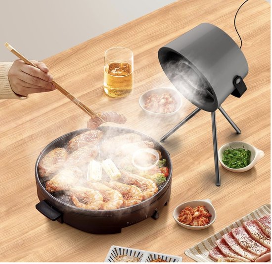 Draagbare Afzuigkap, Afneembare Sterke Adsorptie, Desktop-afzuigkap met 3 Instelbare Snelheden en Krachtige Zuigkracht, voor Barbecue, Hotpot, Buitenkoken