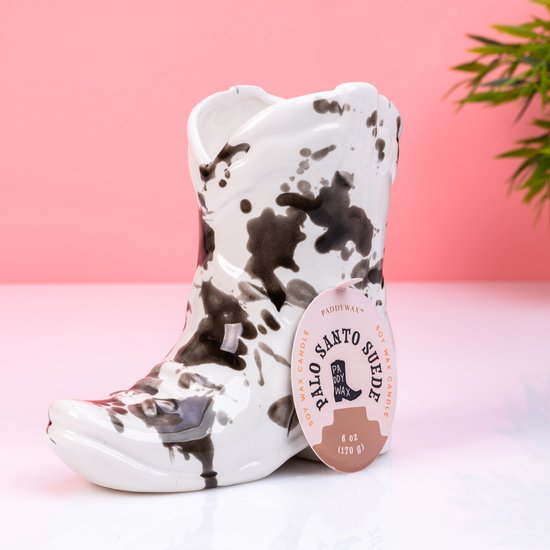 Paddywax Cowboylaars Geurkaars – Palo Santo Suede (zwart)