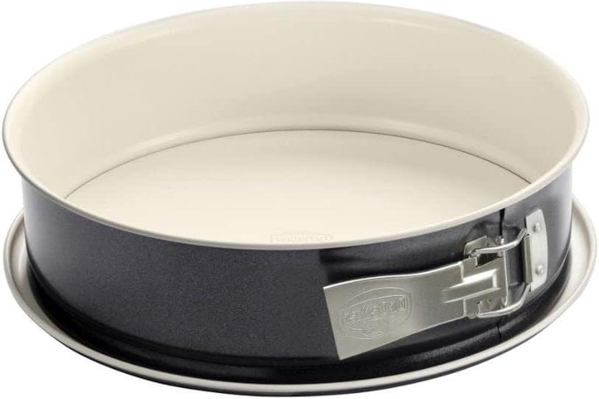 Springvorm 28 cm platte bodem antiaanbaklaag crème/antraciet Springvorm