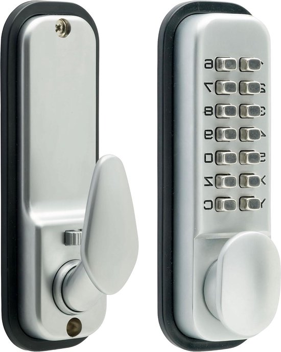 ShouSiFang Deurslot met digitale knop, velgslot, velgdeurslot, sleutelloze deurslot, exterieur en interieur, zilver