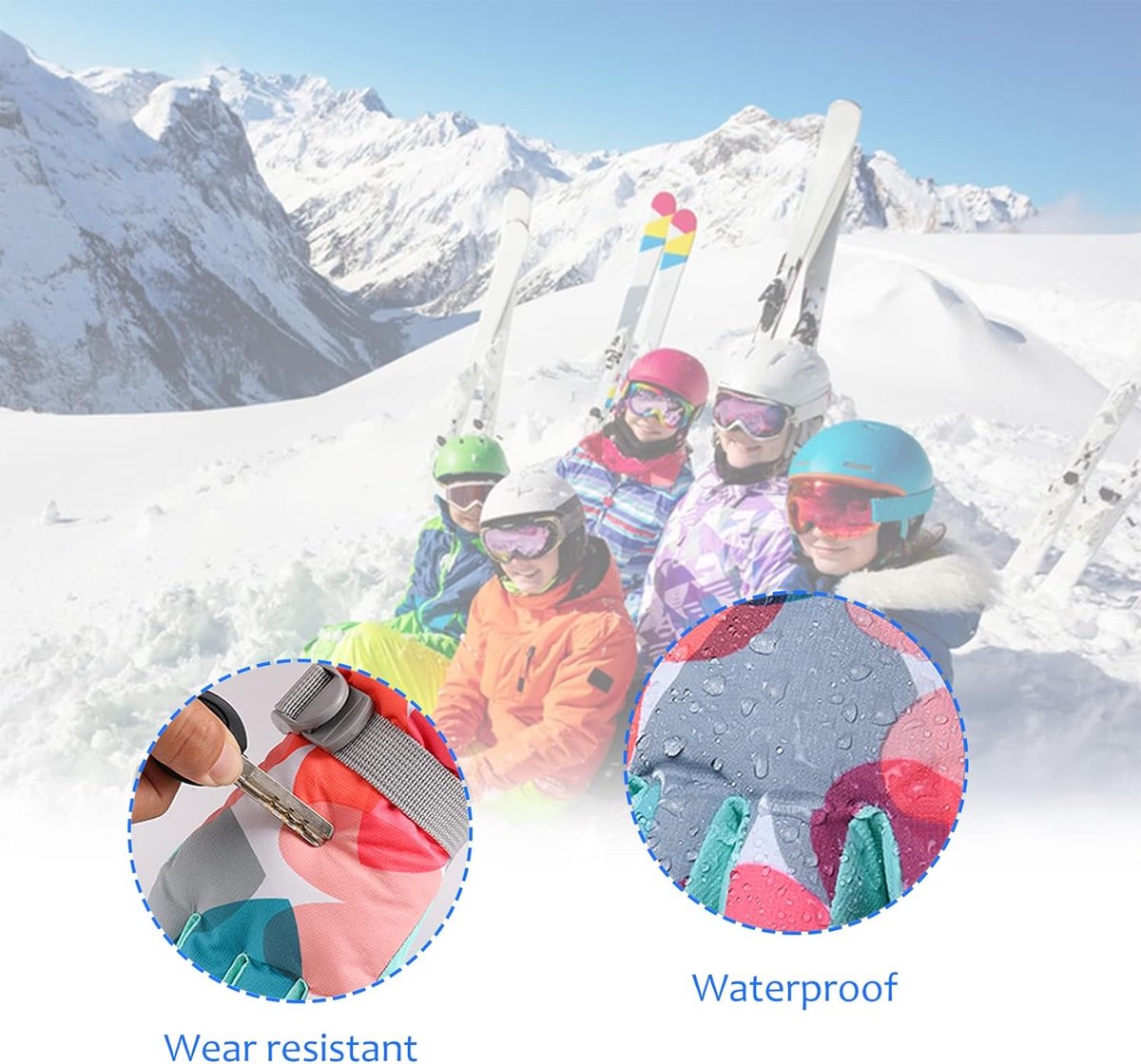 KUTOOK Ski Handschoenen Wanten Winter Geitenleer Thinsulate Warm Waterdicht Winter Skiën Snowboard Sneeuw Handschoen voor Vrouwen Grijs 2XL