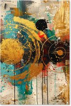 Tuinposter 80x120 cm - Tuindecoratie Kunst - Abstract - Aesthetic - Goud - Poster voor in de tuin - Buiten decoratie - Schutting tuinschilderij - Tuindoek muurdecoratie - Wanddecoratie balkondoek