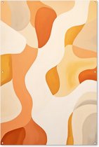 Tuinposter 120x180 cm - Tuindecoratie Oranje - Abstract - Kunst - Poster voor in de tuin - Buiten decoratie - Schutting tuinschilderij - Tuindoek muurdecoratie - Wanddecoratie balkondoek
