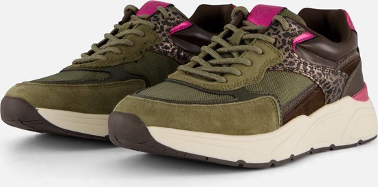 Tamaris Leopard Sneakers - maat 39 - groen Textiel - Dames