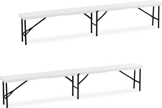 Banc à bière Relaxdays - Banc pliant - Ensemble de bancs à bière - Banc de camping - 240 cm - lot de 2