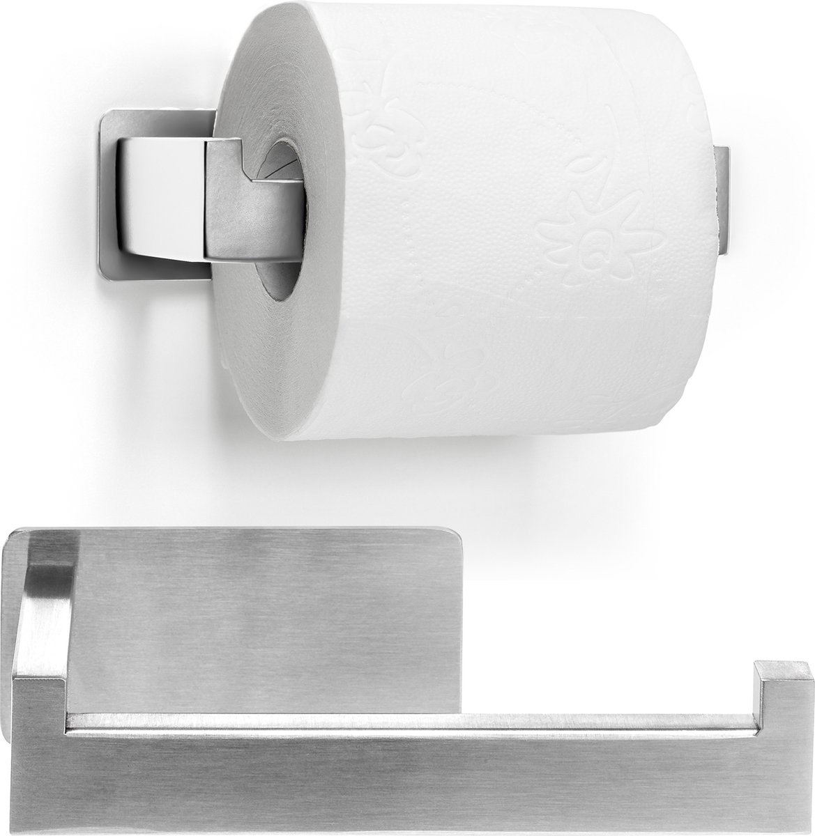 Toiletrolhouder zonder Boren - RVS - Zelfklevend Wc Rolhouder - Zilver