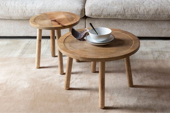Zuiver Dendron Bijzettafel Rond 43 cm Mangohout - Bruin