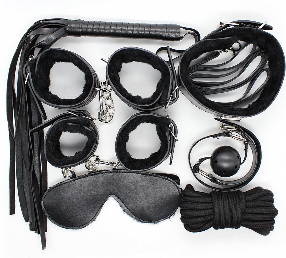 Goedkoopste Fixxx - BDSM Bondageset - Gevoerd met Bont - Zwart