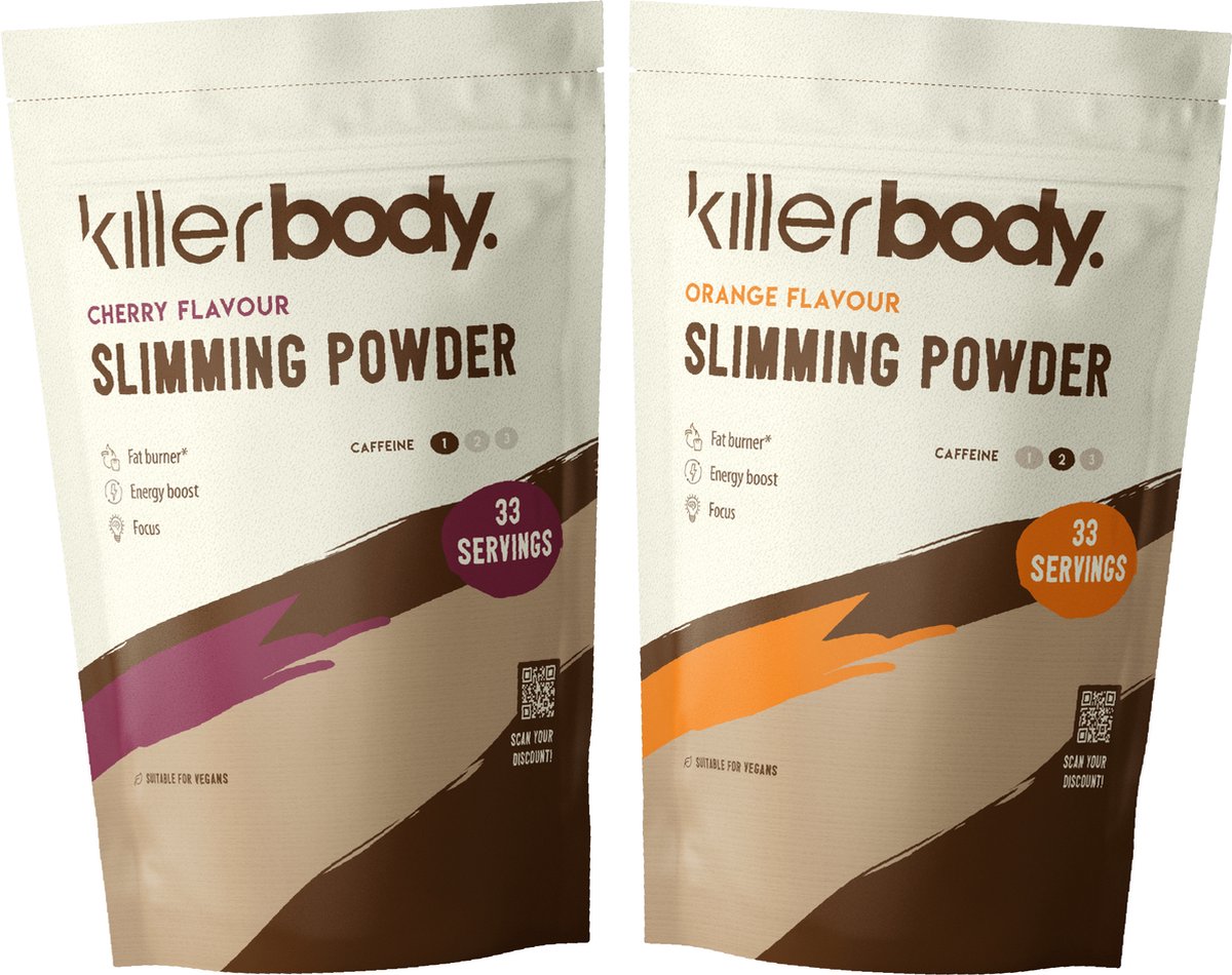 Goedkoopste Killerbody Slimming Powder Voordeelpakket - Orange & Cherry - 2x 200 gr