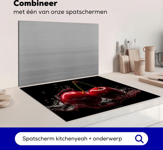 KitchenYeah® Inductie beschermer 80x55 cm - Kersen - Fruit - Water - Kookplaataccessoires - Afdekplaat voor kookplaat - Inductieplaat mat - Afdekmat voor inductiekookplaat - Keuken decoratie