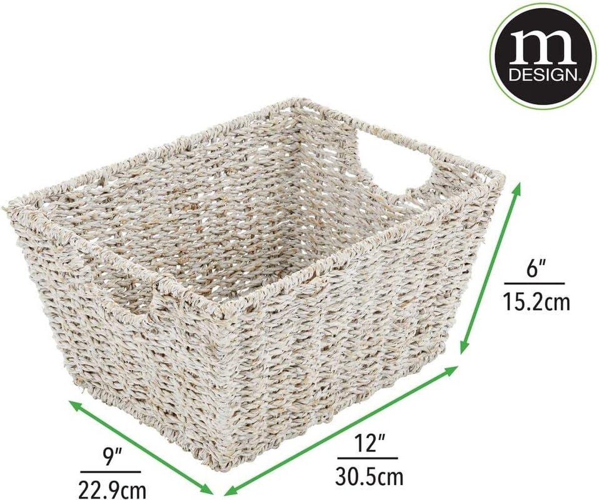 Opbergmand met deksel van zeegras - stijlvolle draagmand voor kleding, speelgoed en tijdschriften - set van 2 - wit Wicker Storage Basket (2-5) — cadeau in Cadeau-ideeën - foto 5