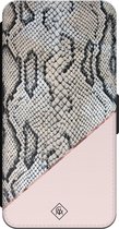 Casimoda® bookcase - Geschikt voor iPhone 15 - Hoesje met pasjeshouder - Snake Print Roze - Paars - Kunstleer
