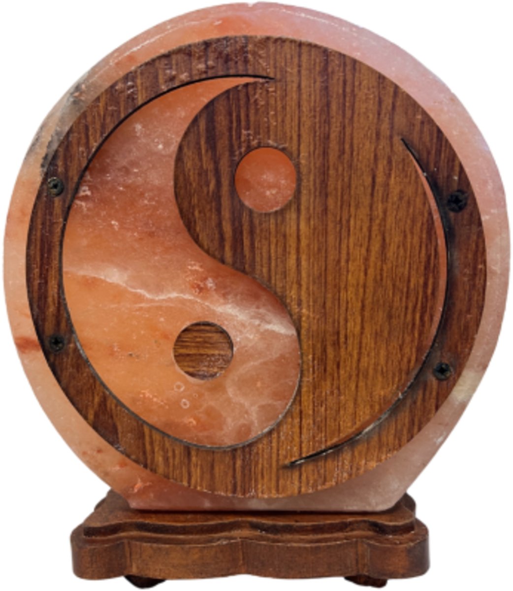 Zoutsteen lamp rond deco yin yang incl. elektra