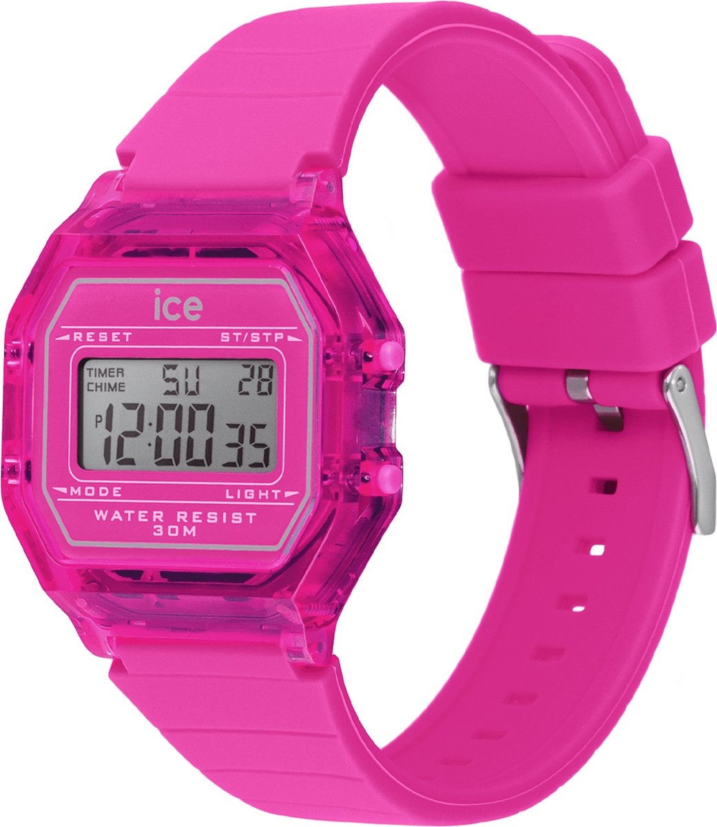 Ice Watch ICE digit retro - Neon pink - Clear 022887 Horloge - Siliconen - Roze - Ø 33 mm