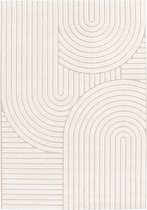 sweeek - Interieur tapijt met etnisch bogenpatroon, korte pool, beige en crème