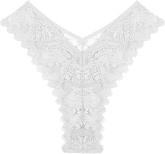 High Waist Dames String met Kant - Wit - Vrouwen Lingerie / Ondergoed ...