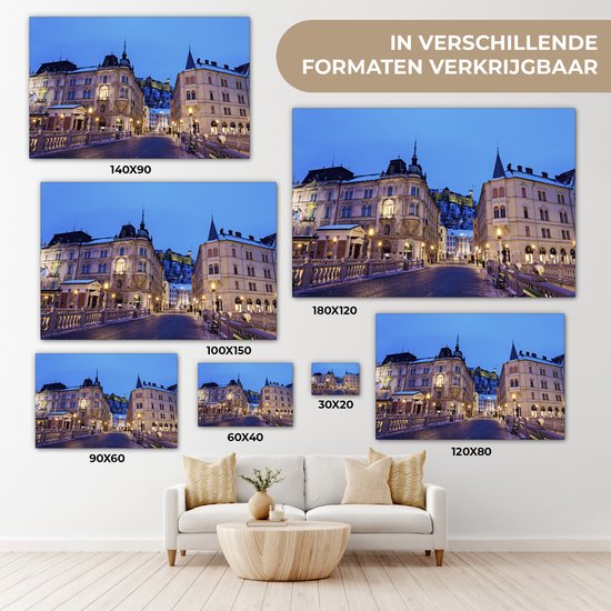 Tableau sur toile Le Triple Pont à Ljubljana - 140x90 cm - Décoration murale Art