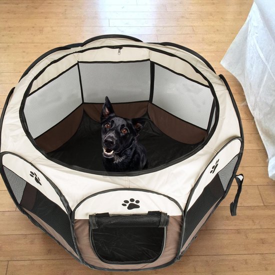 Parc Pour Chiots Pliable - Enclos Intérieur Tente Rouge - Idéal Petit Chien Ou Chat