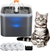 2 liter kattendrinkfontein met LED-licht en actieve koolfilter - Grijs