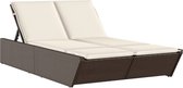 vidaXL - Ligbed - 2-persoons - met - kussens - poly - rattan - bruin