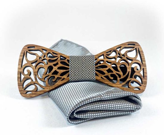 Hoentjen Creatie, Noeud papillon en bois - Jean léger Zebrano + Pochette