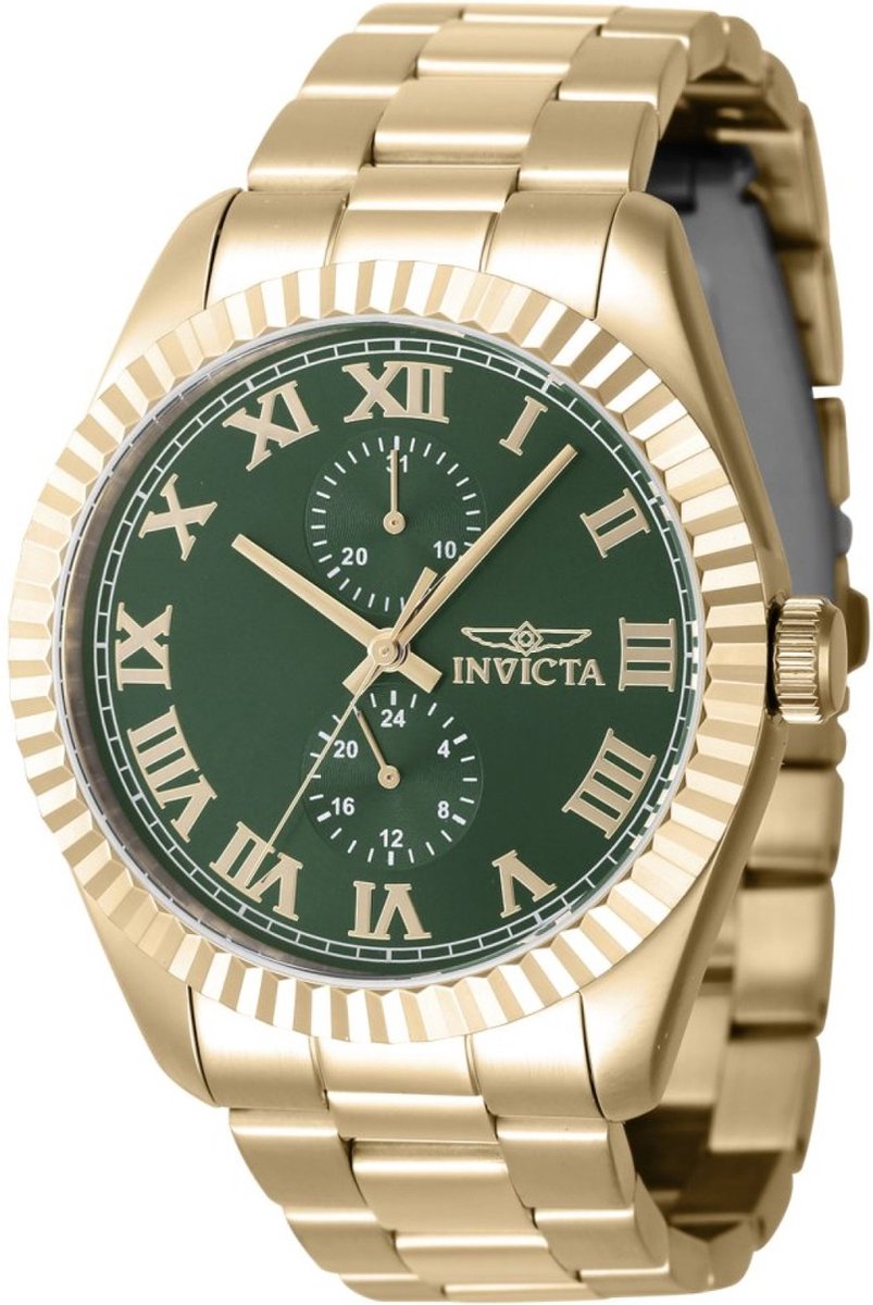 Invicta Specialty 47430 Heren Horloge - Waterdicht - Analoog - Quartz Uurwerk - Roestvrij Staal met groene Wijzerplaat - 43mm